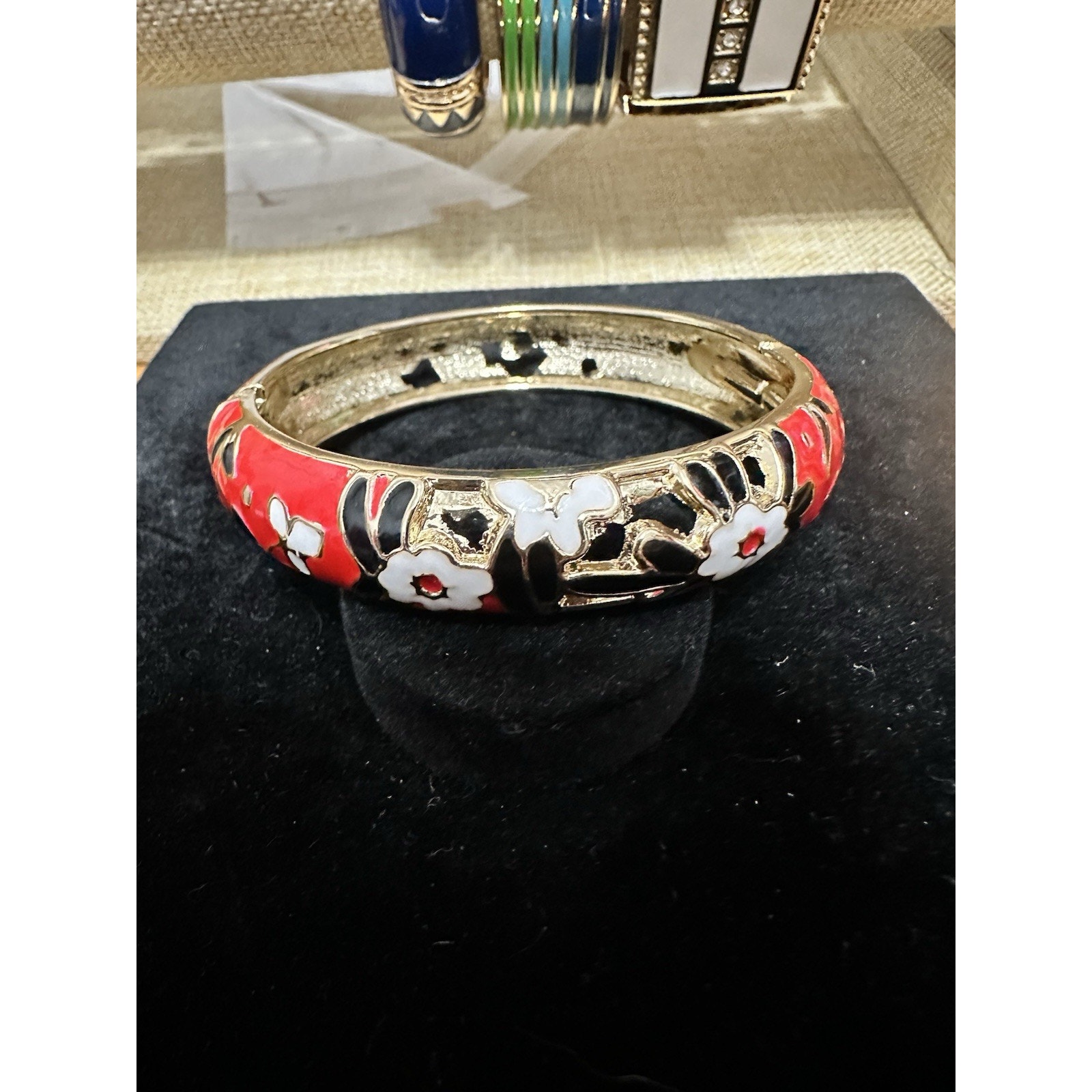 Sequin Nordstrom Multicolor Gold Tone Statement Enamel Bangle Bracelet 45 15$